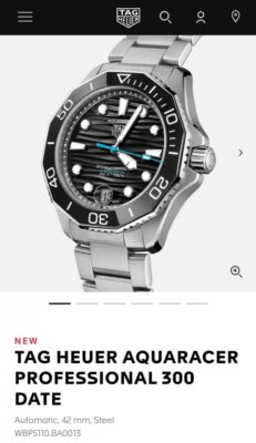 Tag_Heuer Aquaracer professional 300m Date Automatic Japan
