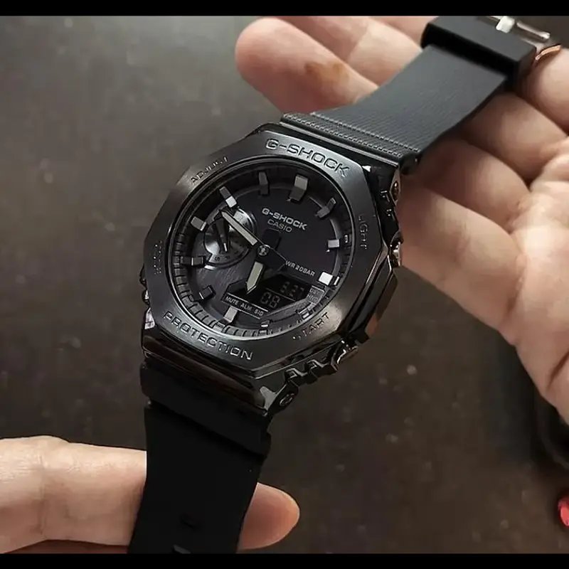 G-shock Gm 2100 Stainless Steel Black Dial Black Strap Watch