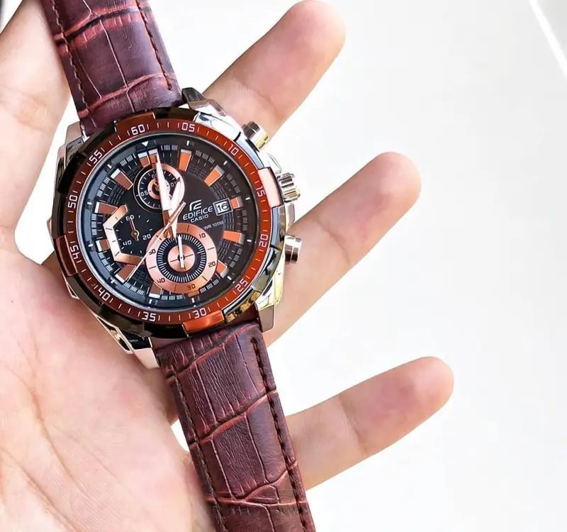 Edifice Brown Leather Watch - Image 4