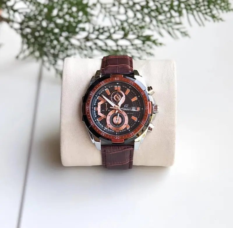 Edifice Brown Leather Watch - Image 3