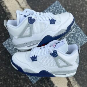 Nike AIR JORDA_N RETRO 4 MIDNIGHT NEVY [WHITE / GREY / BLUE] 1209025