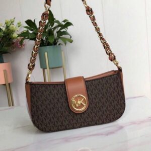 Branded  MK CARMEN SHOULDR BROWN WITH BOX BAG (mk-1127)