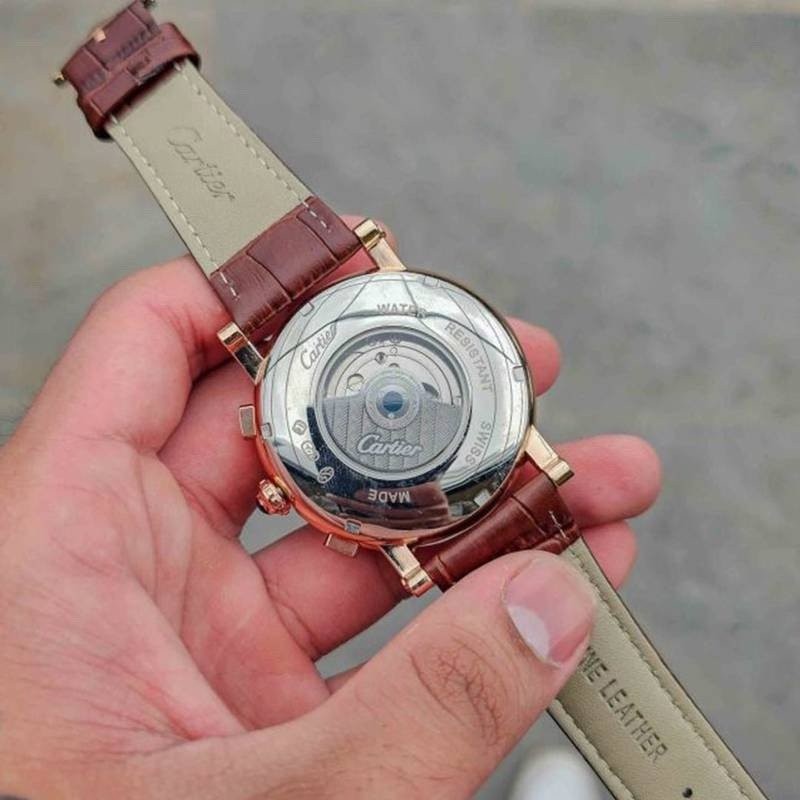 Cartier Leather Brown Automatic Watch C - Image 2