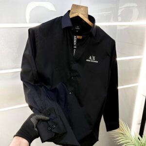 Armani Exchange Reflective Black Premium Shirt With Brand Box Packing And Carry Bag F2500-BL