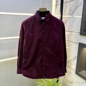Lacoste Wine Embroidery Logo Oxford Lycra Premium Shirts F3037-WI