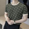 Gucci Imported Monogram Green knitted Super Premium Round Neck T-shirt F3511-GR