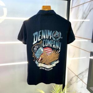Us Polo Black Back Printed Collar Neck Premium T-shirt F2845-B1