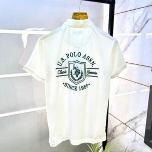 Us Polo Off-White Back Printed Collar Neck Premium T-shirt F2845-OF